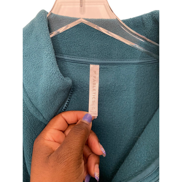 Fabletics Teal Half-Zip Sweatshirt - Picture 5 of 9
